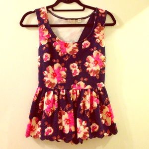 Anthropologie floral peplum top