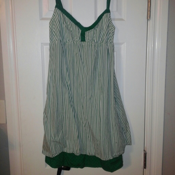 Tank dress super cute green and white with blue