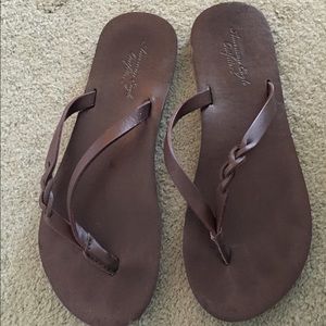American Eagle Brown Flip Flops size 10