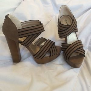 Tan platform heels