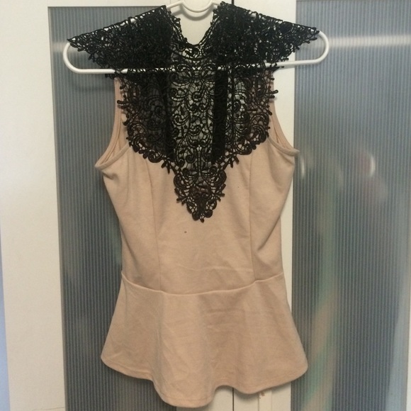 Pink & Black Lacey peplum - Picture 1 of 3