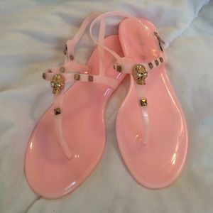 Pink skull studded sandals