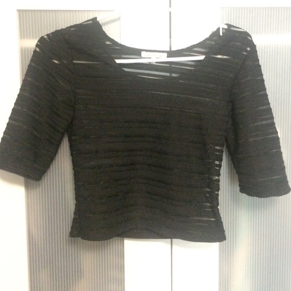 Black Croptop Shiffon Striped