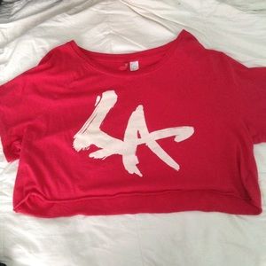h&m red la crop top