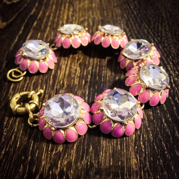 Oversized pink/purple gemstone flower bracelet