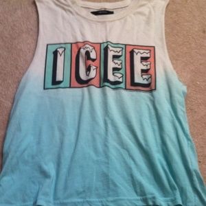 Blue/white 'ICEE' muscle tank!