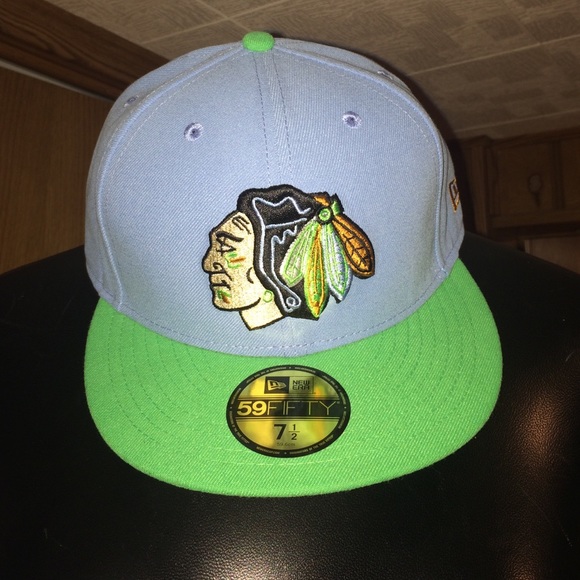 BlackHawks sky blue & green hat