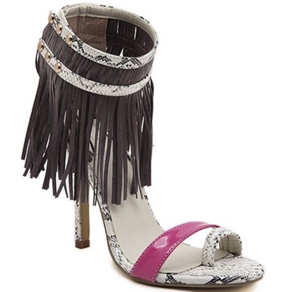Open Toe Fringe Heel