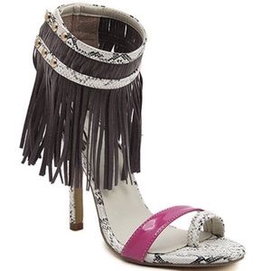 Open Toe Fringe Heel