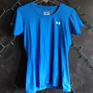 Blue fitted under armour shirt
