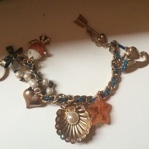 Betsey Johnson charm bracelet & matching earrings