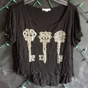 Black crop top with silver keys