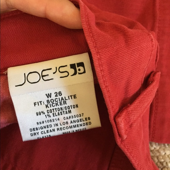 SOLD Red JOE'S JEANS socialite kickers size 26 - Picture 2 of 3