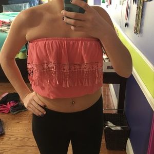 Peach Strapless Crop top