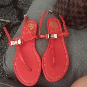 Beautiful red, never worn Vince Camuto sandal