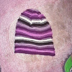 stylish purple stripped winter hat beani