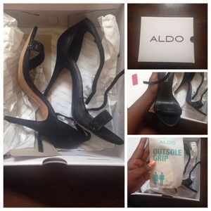 Aldo Sparkly Black Single Sole Heels