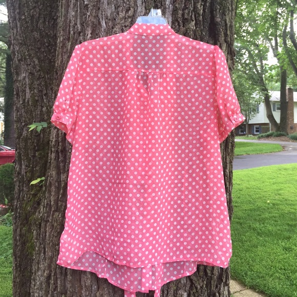 🚫SOLD🚫 Peach and white sheer top - Picture 2 of 4