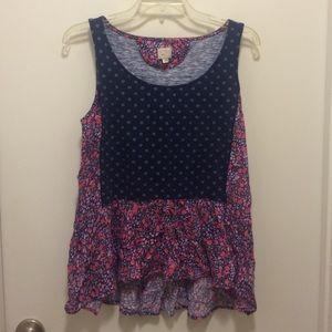 Floral and polka dot tank
