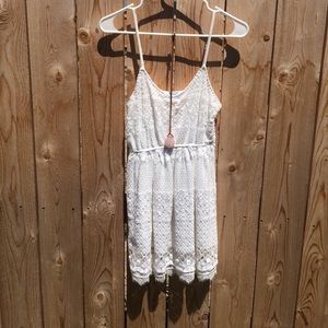 White Spaghetti-Strap Lace Dress