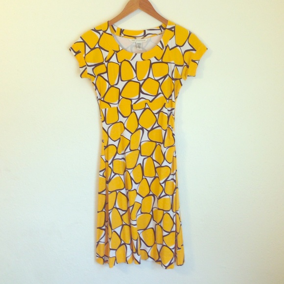 DIANE Von FURSTENBERG Yellow Pattern Dress Size 6