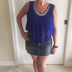 Royal Blue Lace Crop Top