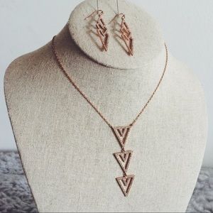 Rose Gold Necklace and Earring Set