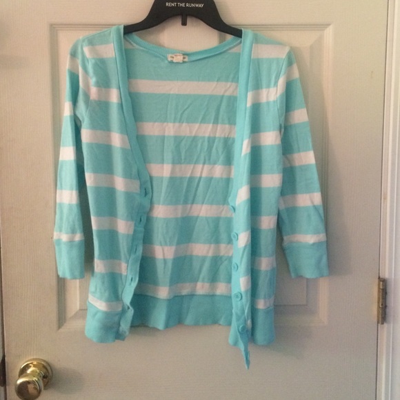 Blue and White Striped Cardigan