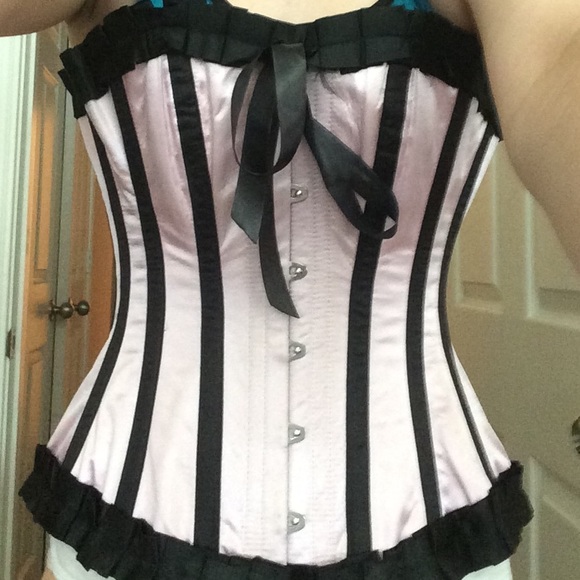 Light pink and Black Ruffled Fashion Corset
