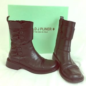 Donald J Pliner Black Leather Moto Boots
