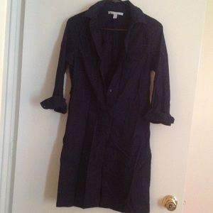 navy button down dress