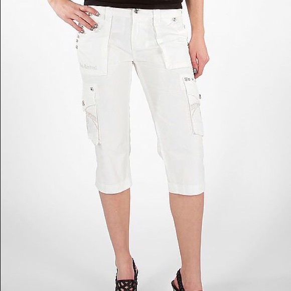 Rock Revival white cargo cropped pant Capri