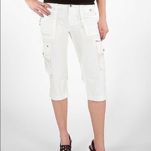 Rock Revival white cargo cropped pant Capri