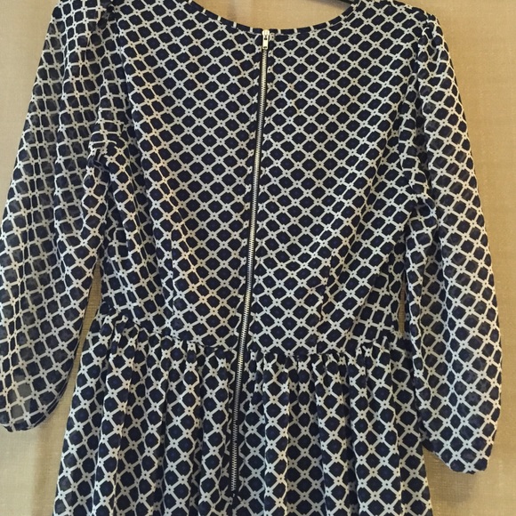 High-Low Blue/black/white patterned Dress - Picture 3 of 4