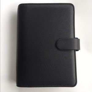 FiloFax Black Saffiano Personal Planner Organizer