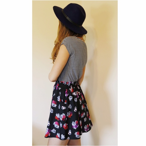 NWOT Flowers and Stripes Skater Dress