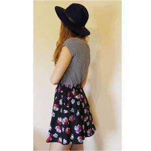 NWOT Flowers and Stripes Skater Dress