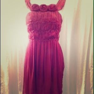 Anthropologie red chiffon dress.