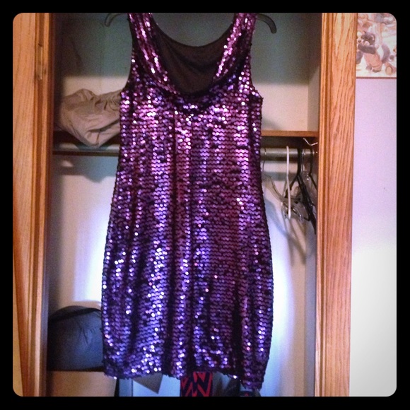 deep purple sequins dress