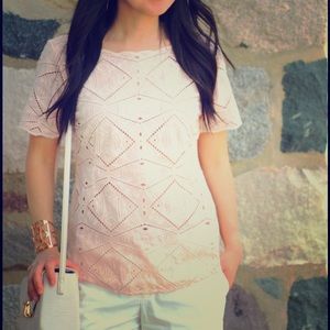 J Crew geometric eyelet top