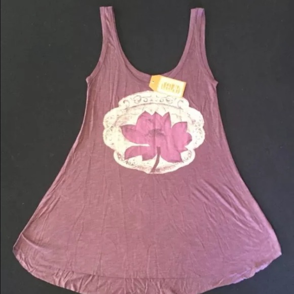 Purple top with Lotus screenprint NWT
