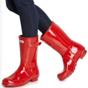 Short red hunter wellies