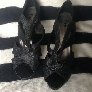 Solid & Sparkly Black Heels