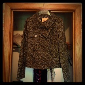 Zebra print pea coat