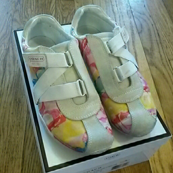 Authentic Coach C shoes colorful strips sneakers