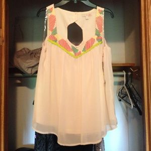 Gianni Bini ivory chiffon summer blouse