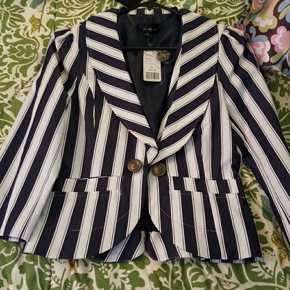Blue and white striped blazer
