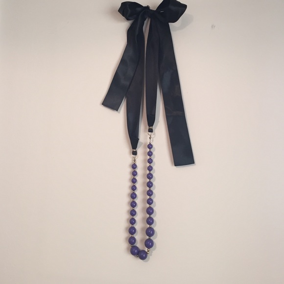 Satin tie beaded necklace