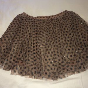 VS brown mini skirt with black polka dots and rhinestones