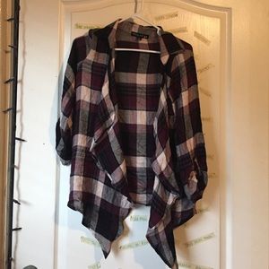 Plaid body wrap cardigan thing